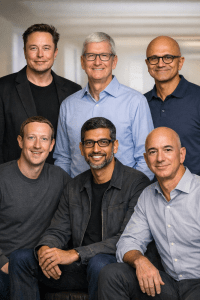 Image of famous tech leaders -- all men.